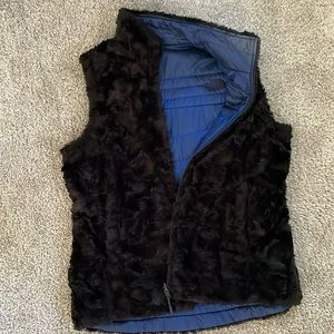 Reversible Blue and Fur North face vest